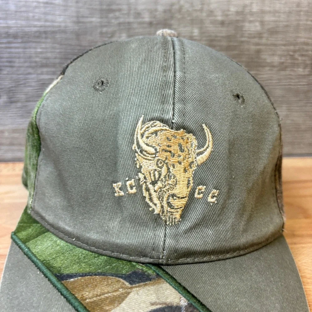 Kansas City Coutry Club Hat Cap Strap Back Brown Green Camo Outdoors‎ Adjustable